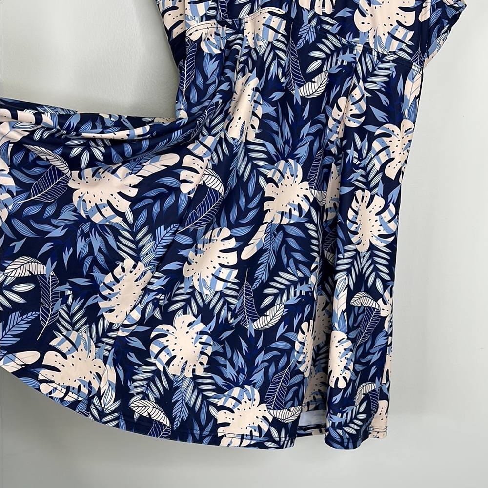 Ecupper Floral Blue One-Piece Swimsuit Dress - Picture 5 of 7